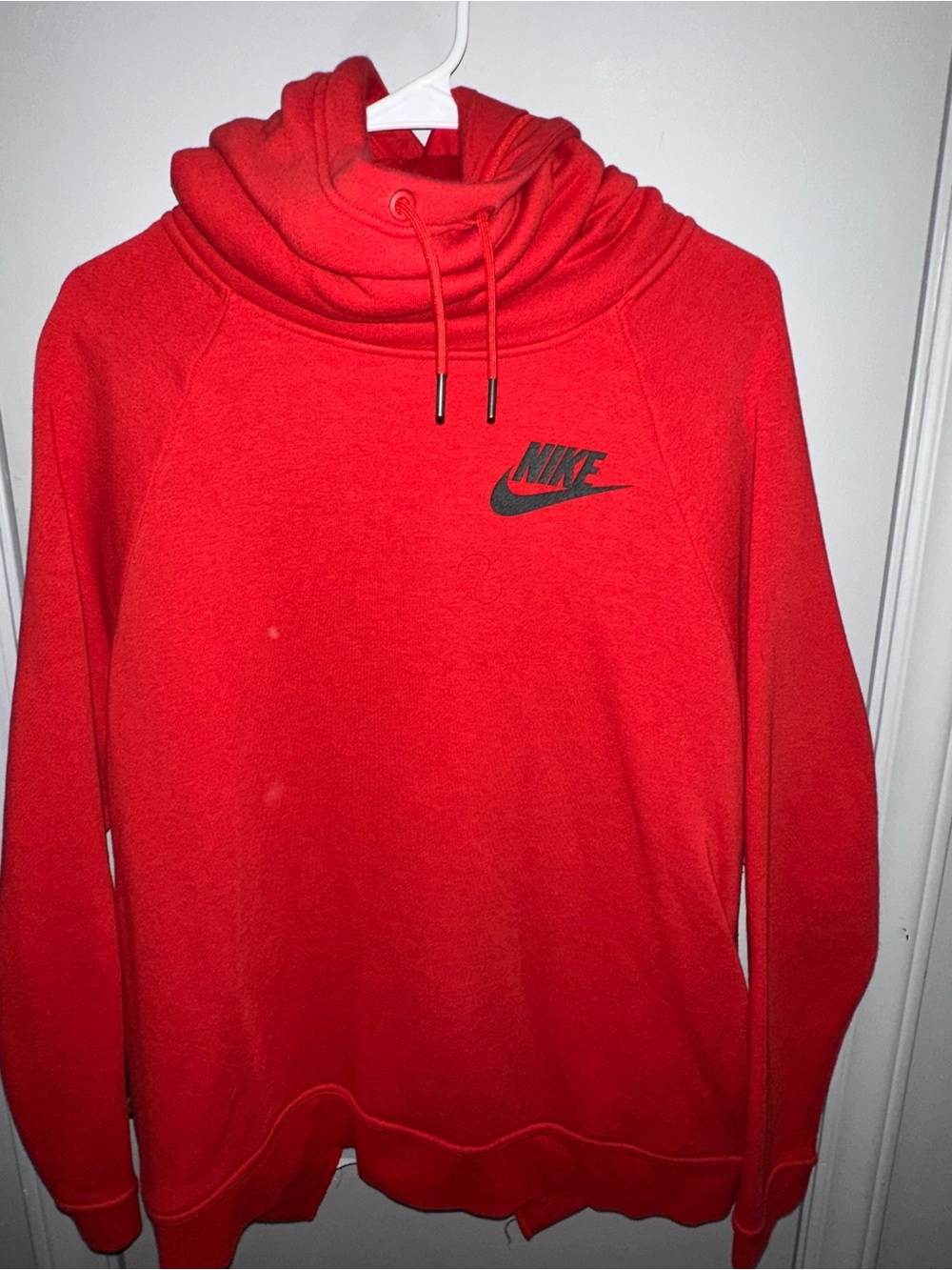 Nike woman’s Red Turtleneck Pullover Sweater with Black Logo